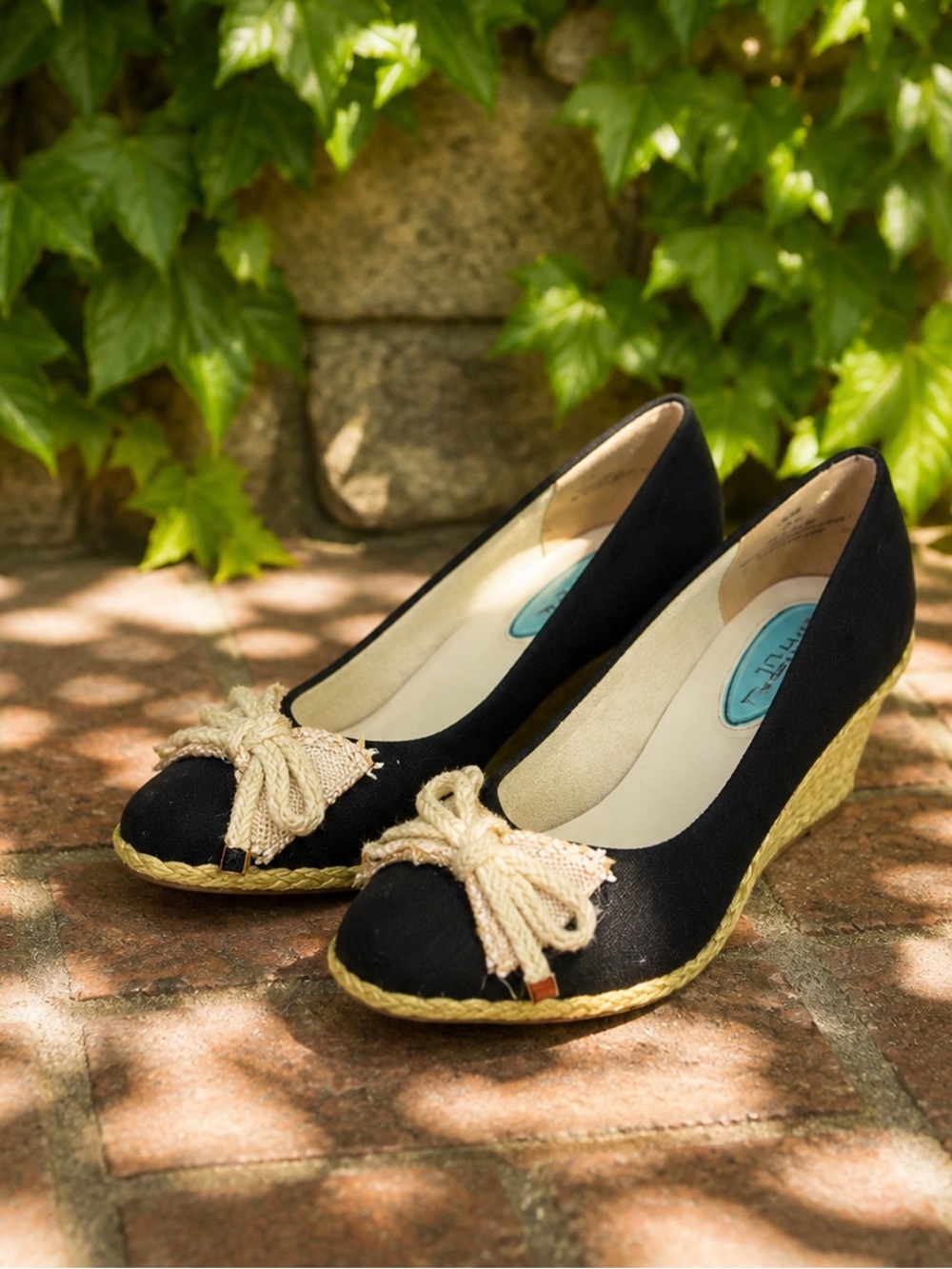 FITZWELL Casual Summer Black Canvas and Jute Espadrilles, 9.5M